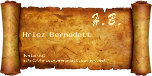 Hricz Bernadett névjegykártya